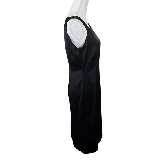John Lewis Black Satin Slip Dress Size 14 Black Formal Event Cocktail Attire LBD - Picture 4 of 13